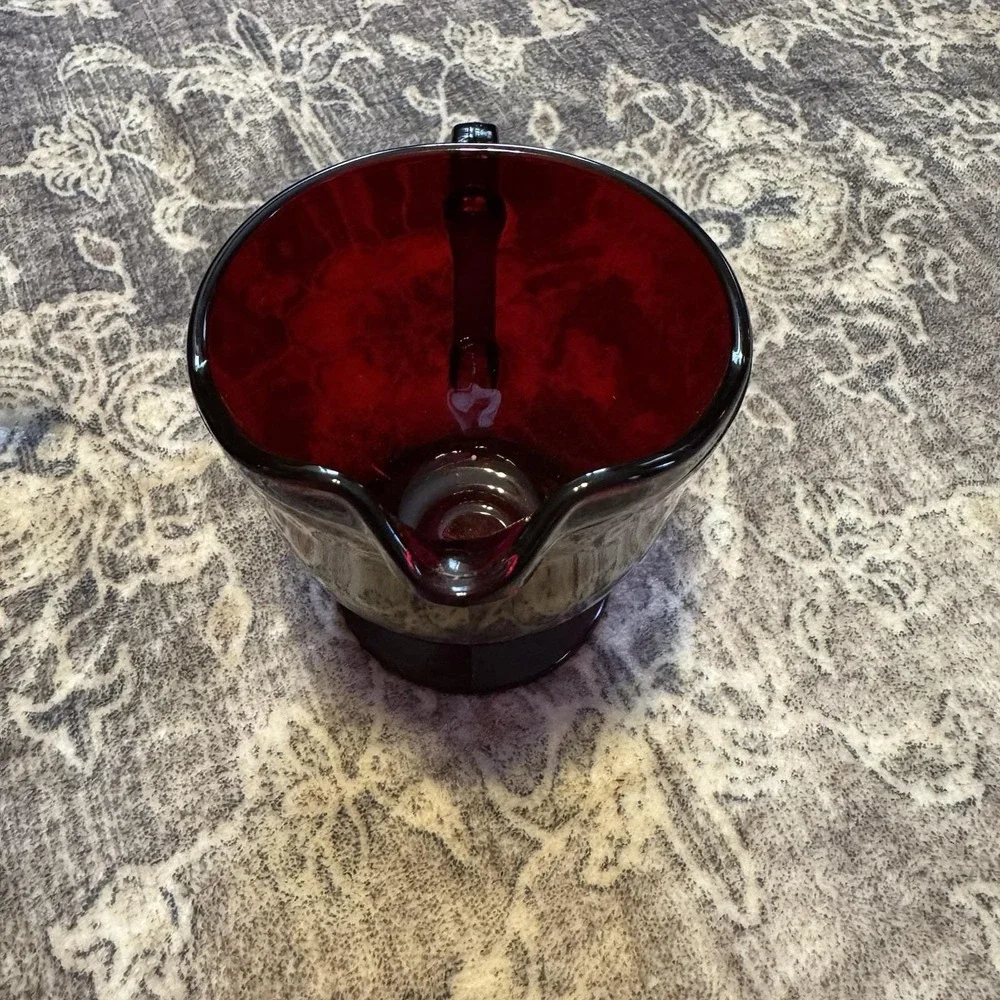 Anchor Hocking Royal Ruby pattern Depression Glass Footed Creamer & Sugar‎